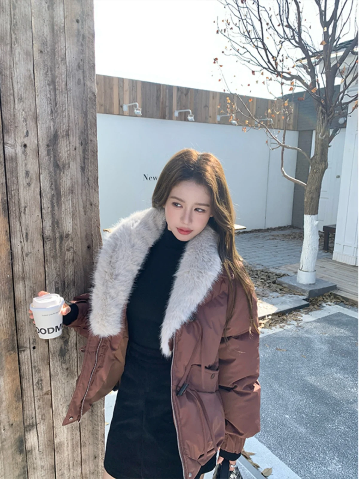 

Warm Thiened Bread Coat Outerwear Loose Design Collar Cotton Top Winter New Arrival Women's Faion Korean Sle Polyester ...