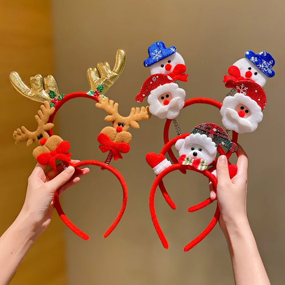 5 Pieces of Sweet Christmas Element Headbands Suitable for Girls as Christmas Gifts