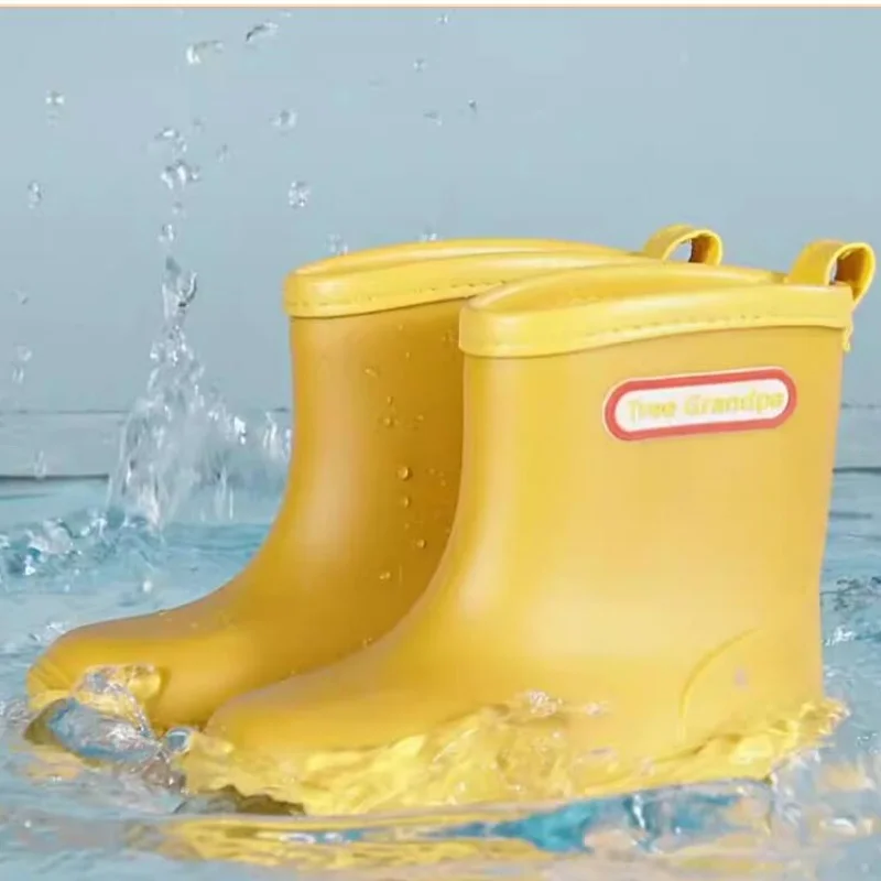 Kids Rain Boots Girls Boys Rainboots Anti-Slip Children Baby Rain Shoes  PVC Waterproof Mid-Calf Water Shoes Soft Rubber