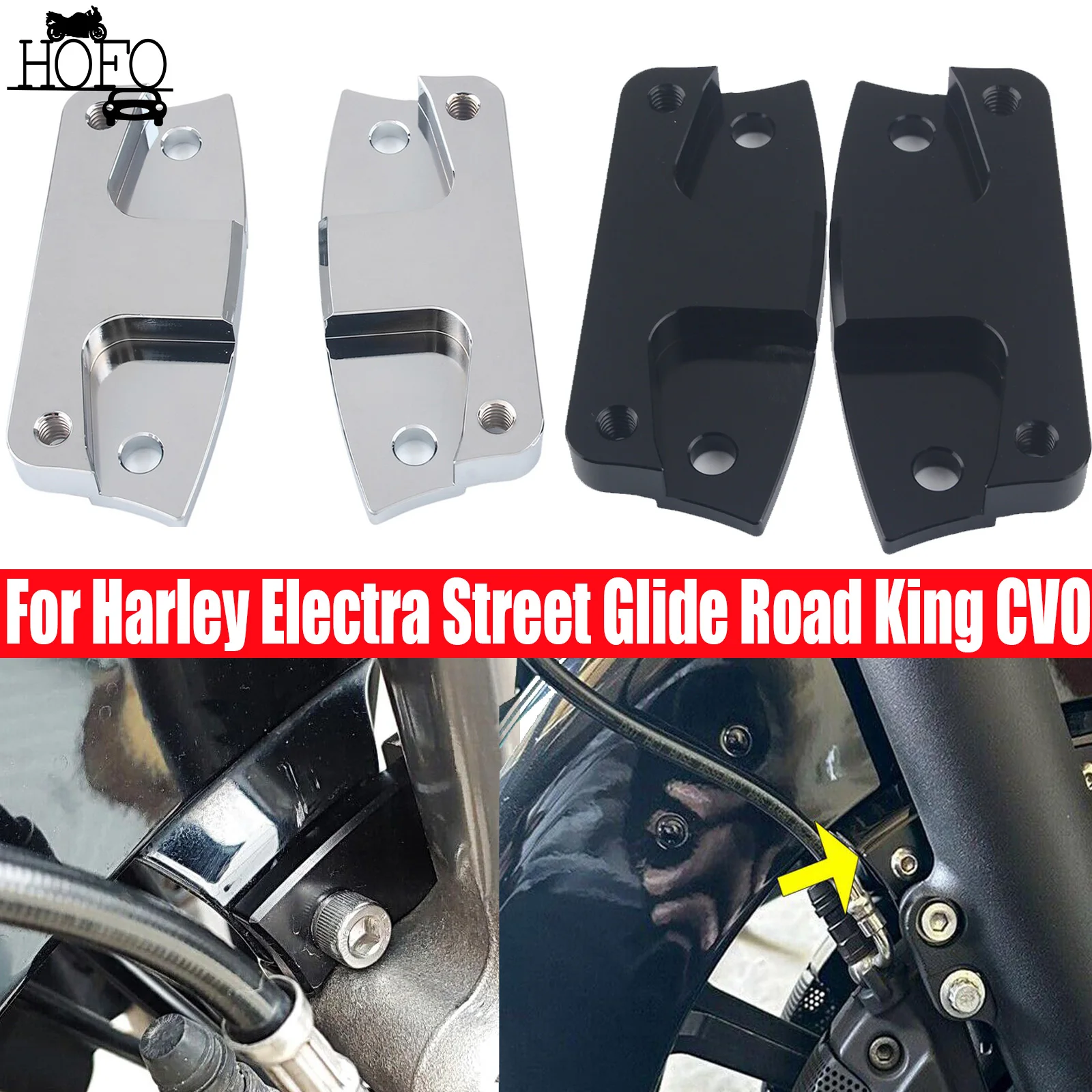 Chrome 21 Inch Front Fender Riser Relocator Mount Kit For Harley Electra Street Glide Road King CVO