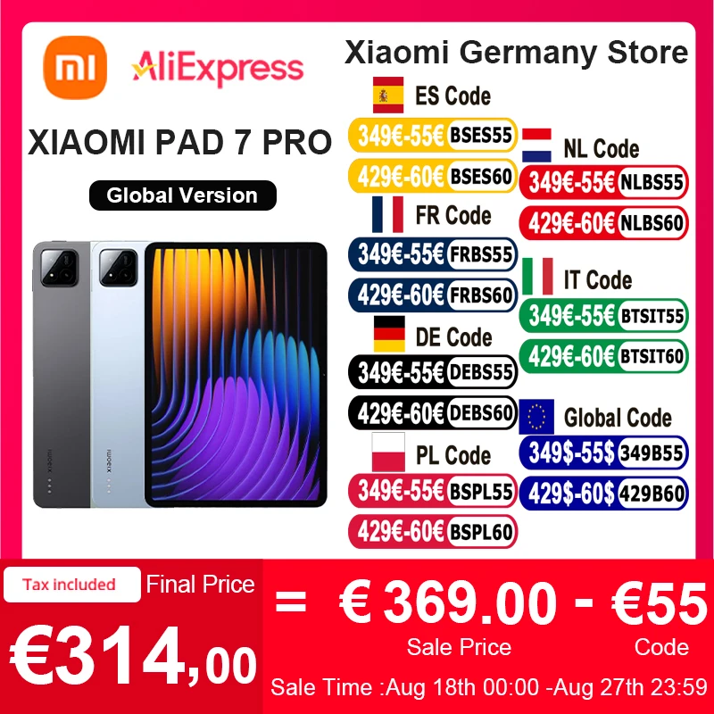 Versione globale Xiaomi pad 7 pro Xiaomi HyperAlC 144Hz Snapdragon 8s Gen 3 piattaforma Mobile 8850mAh Dolby Atmos