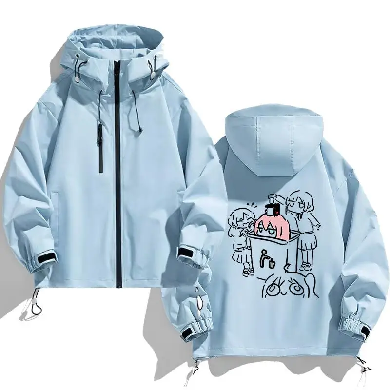 

Lonely Ro Second Jaet Casual ex Windproof Coat Youth ular Loose Fit Long Sve Hooded Zipper Closure Outerwear