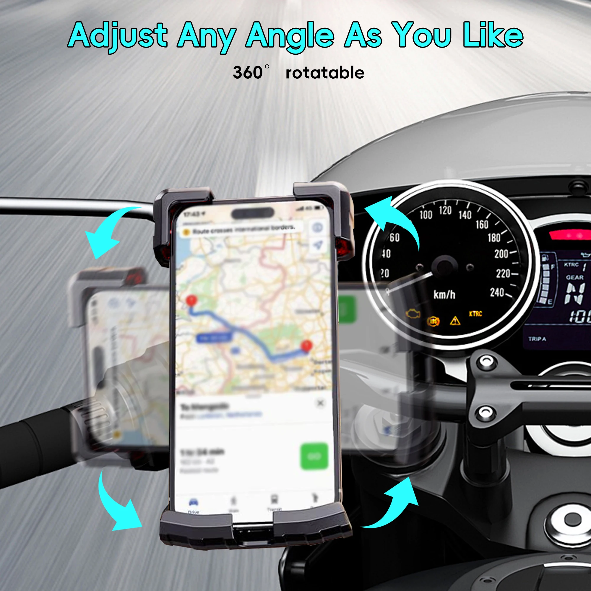 Motorcycle Phone Mount Holder - [Dual Vibration Dampener] [Upgrade Handlebar Clip] Motorcycle Cell Phone Holder,Bike Phone Mount 5