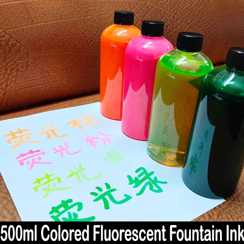 5 Colors Large Capacity 500ml Fluorescent Fountain Pen Ink for Dip Pens Watercolor Painting School Office Supplies Stationery