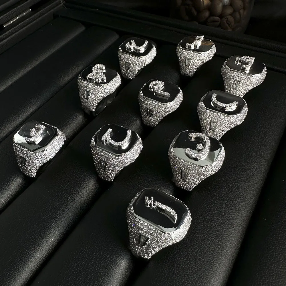 

HIBRIDE Rugged Shimmering Arabic Letters Adjustable Ring Women's Dress Accessories Jewelry For Prom Everyday Wedding Party R49