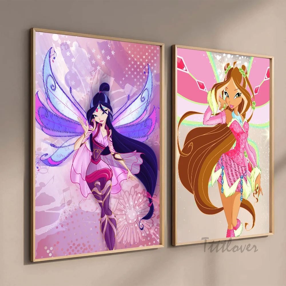 Girl W-Winx Catoon Club Poster Stickers Art Wall Murals Decor Game Room Decor Gifts HD Painting