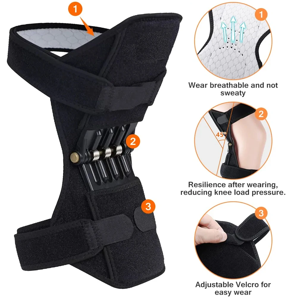 1Pair Joint Knee Brace support Knee Protector Rebound Power leg Knee Pads booster brace Joint support stabilizer Spring Force