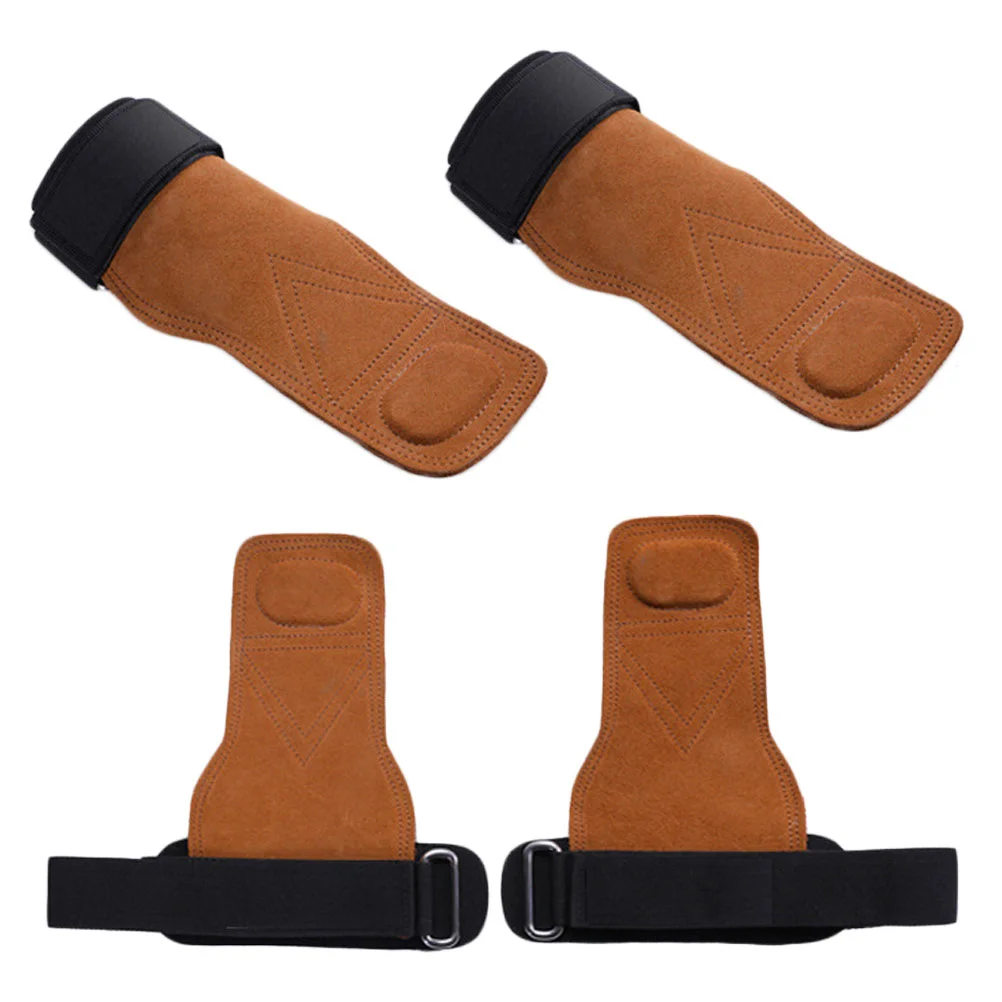 

Pair Brown Small Size Pull Gloves Sports Wristband Fitness Strap Gymnastics Assistive Device Palm for Pull