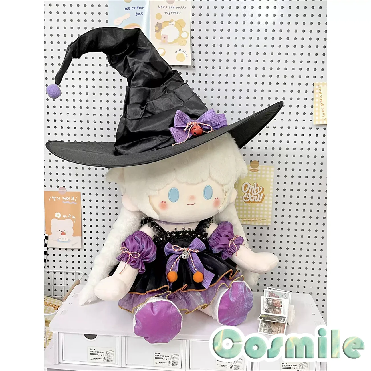 Halloween Little Witch Majo Magician Magical Girl Cosplay Costume Plush 40cm Seated Dolls Doll Accessories Doll's Clothes LR