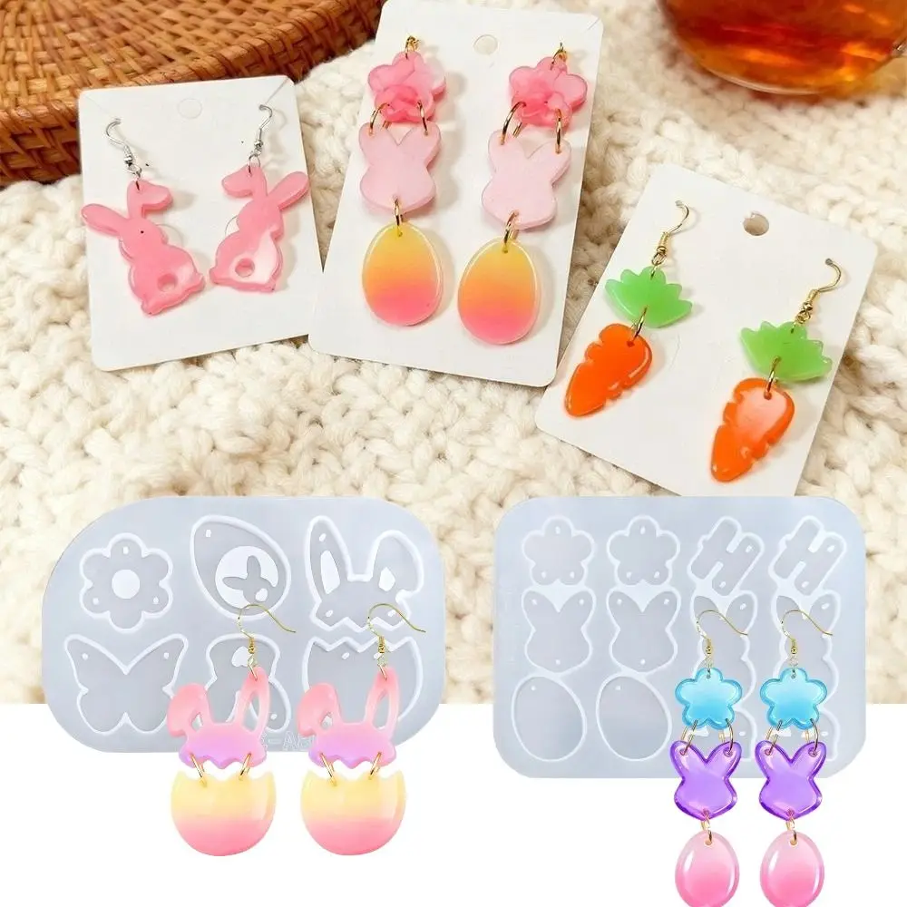 Cute Easter Silicone Mold Non-stick DIY Crafts Earring Casting Mould Reusable Non-toxic Rabbit Egg Epoxy Mold Candle Making - view 5