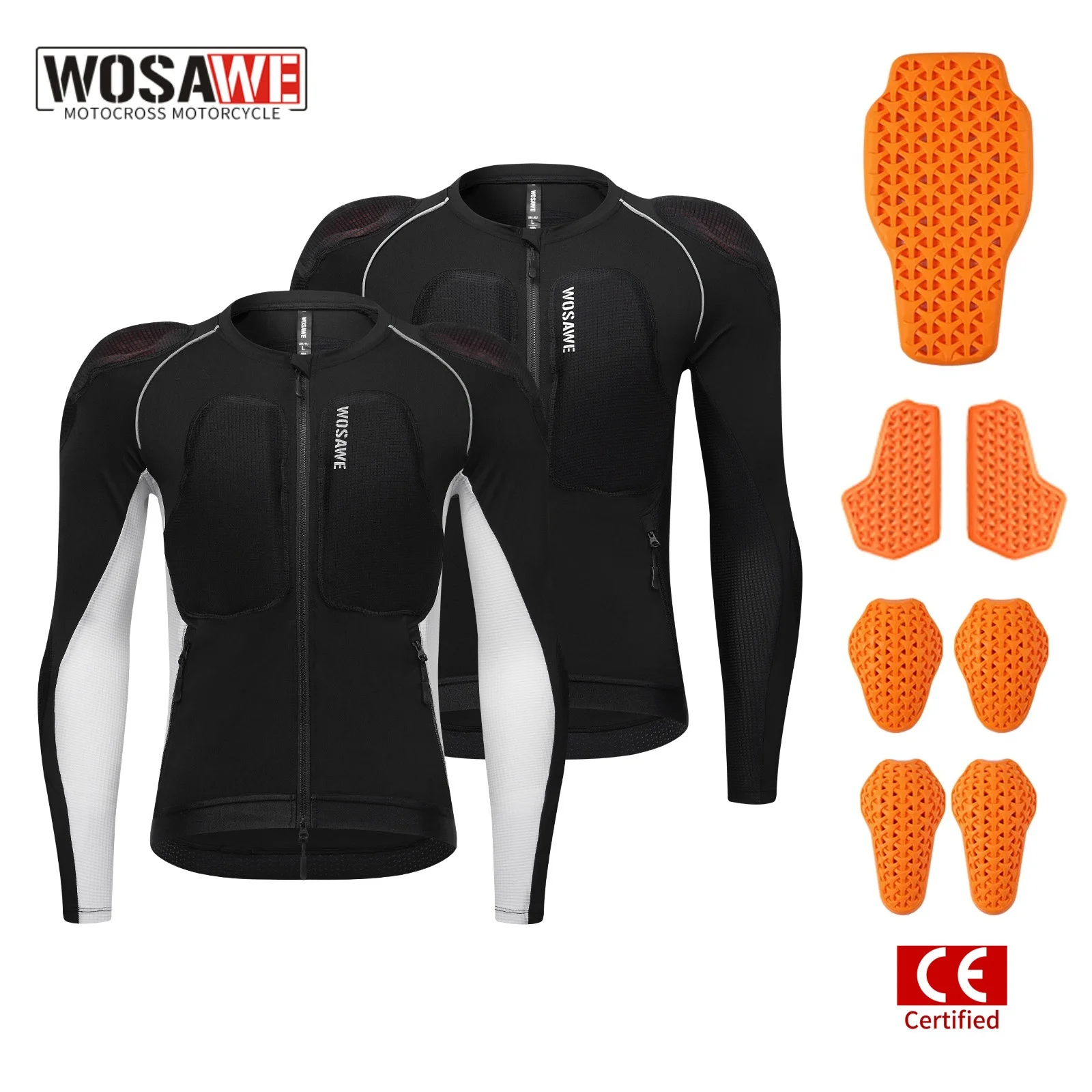 

WOSAWE New Motorcycle Soft Armor Moto Jacket Motocross Riding Protective Gear Chest Shoulder Protection CE Certification