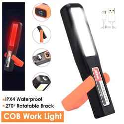 Powerful COB LED Work Light Car Garage Mechanic Lamp USB Rechargeable Flashlight Magnetic Torch Emergency Light Warning Light