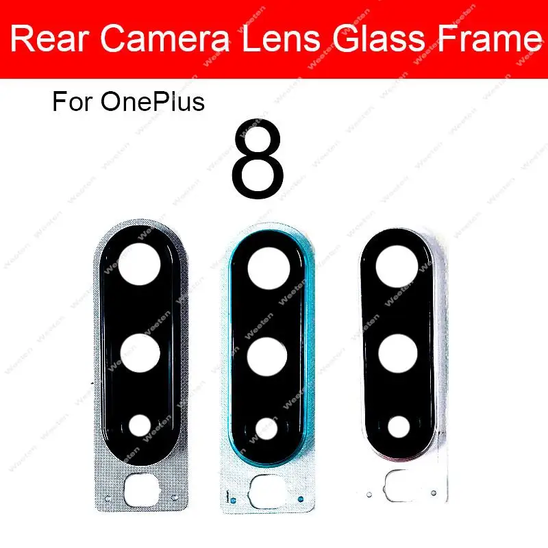 For Oneplus 1+ 8 9 Pro 8Pro 9Pro 8T 9R Rear Back Main Camera Lens Glass with Frame Holder Sticker Parts