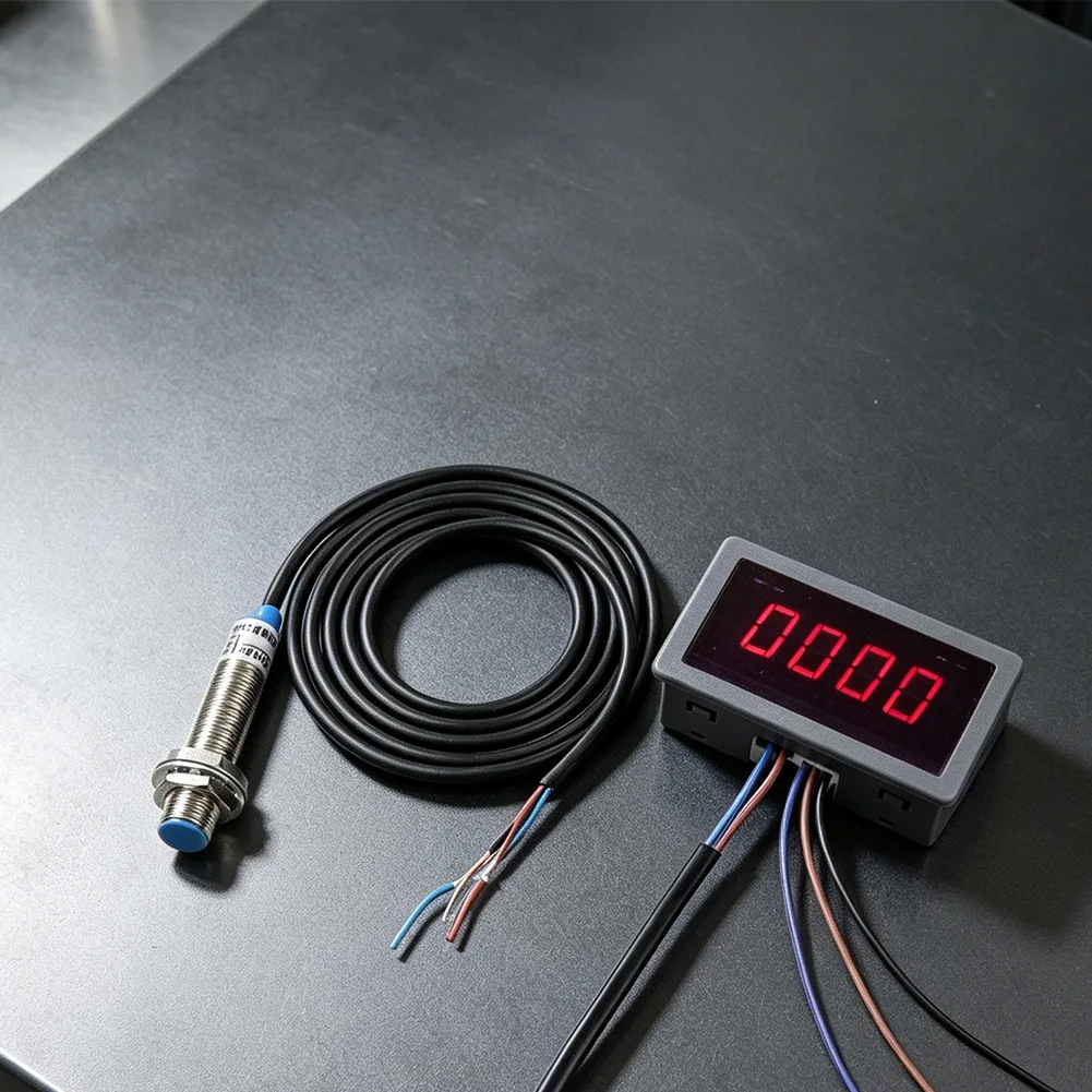 Digital LED Tachometer AC 110V-230V 4 Digit Red Display Motor RPM Meter With Hall Sensor For NPN For Proximity Switch Industrial
