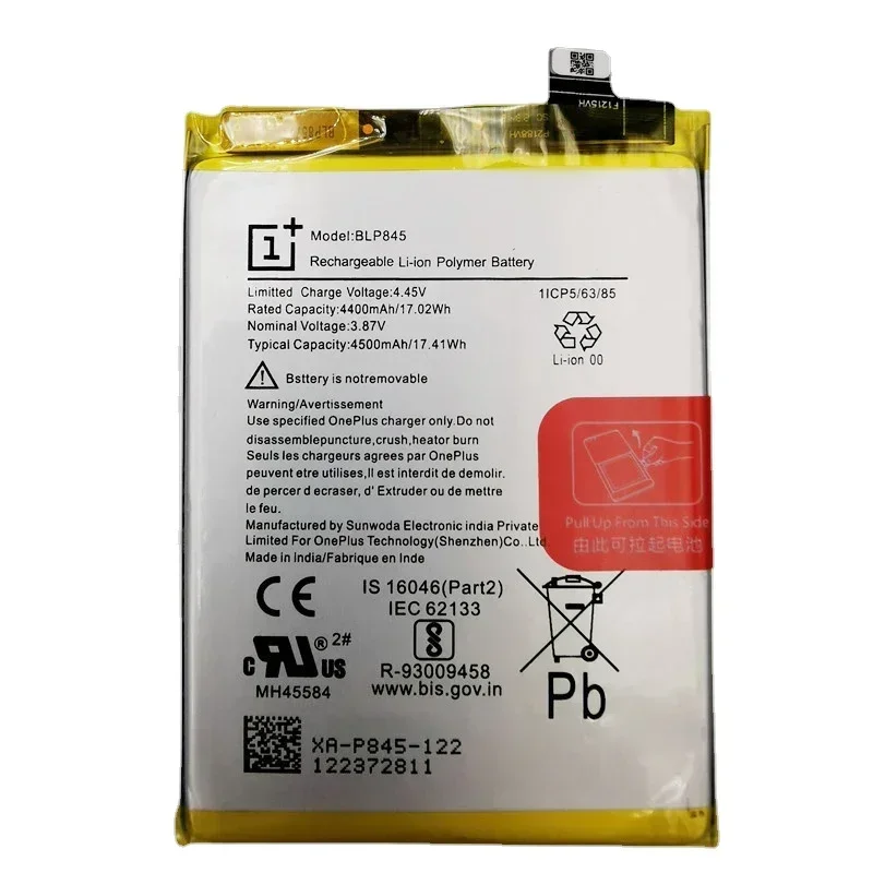 100% High Quality Replacement Battery For OPPO ONE PLUS 1+Nord CE BLP845 4500mA Large Capacity Built-in Batteries