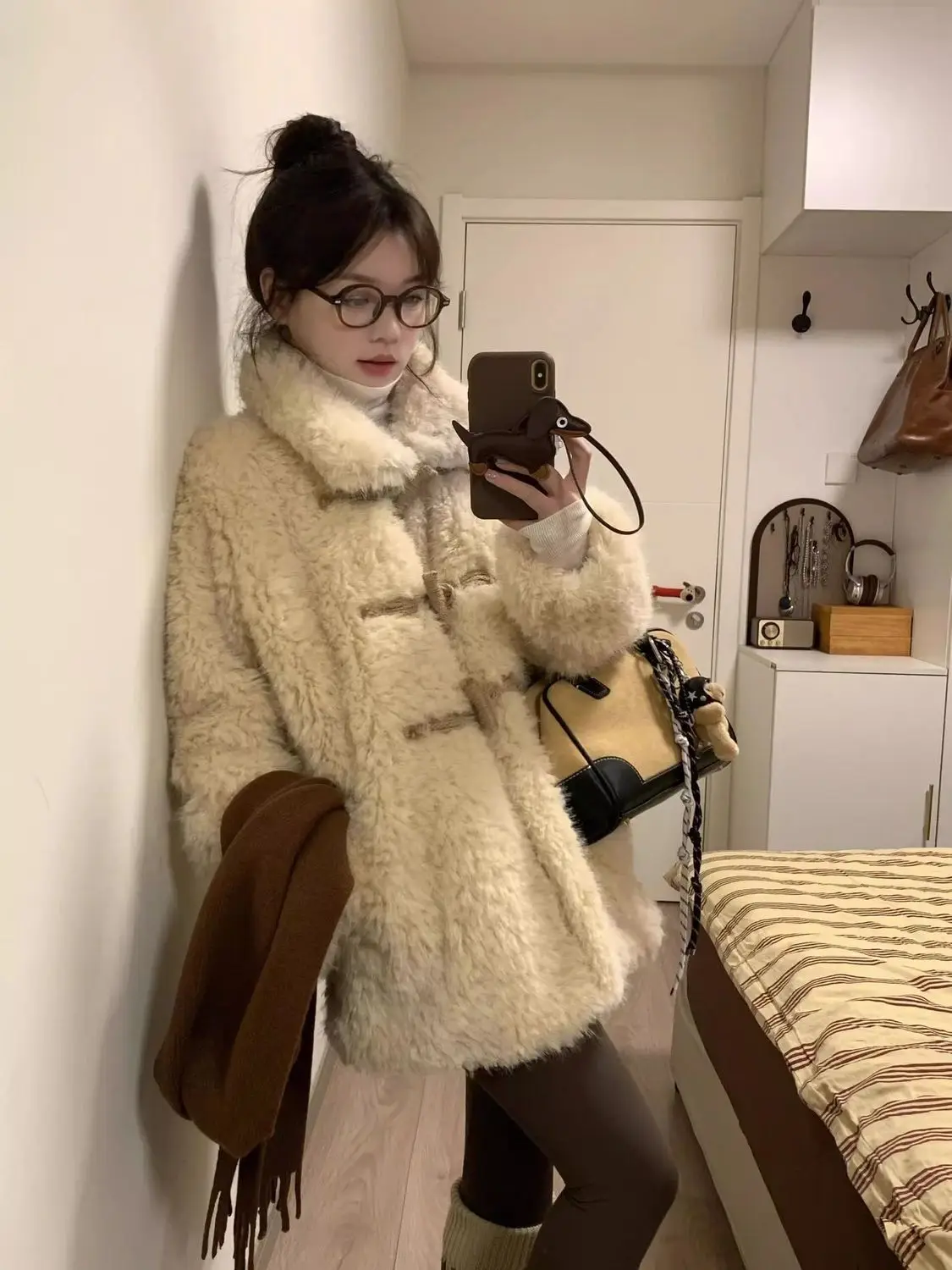 Faux Fur Decor Coats Womens Slender Floor Length Vacation Elderly Steampunk Thick Splicing Casual Edge Nature Sleeved Hot High