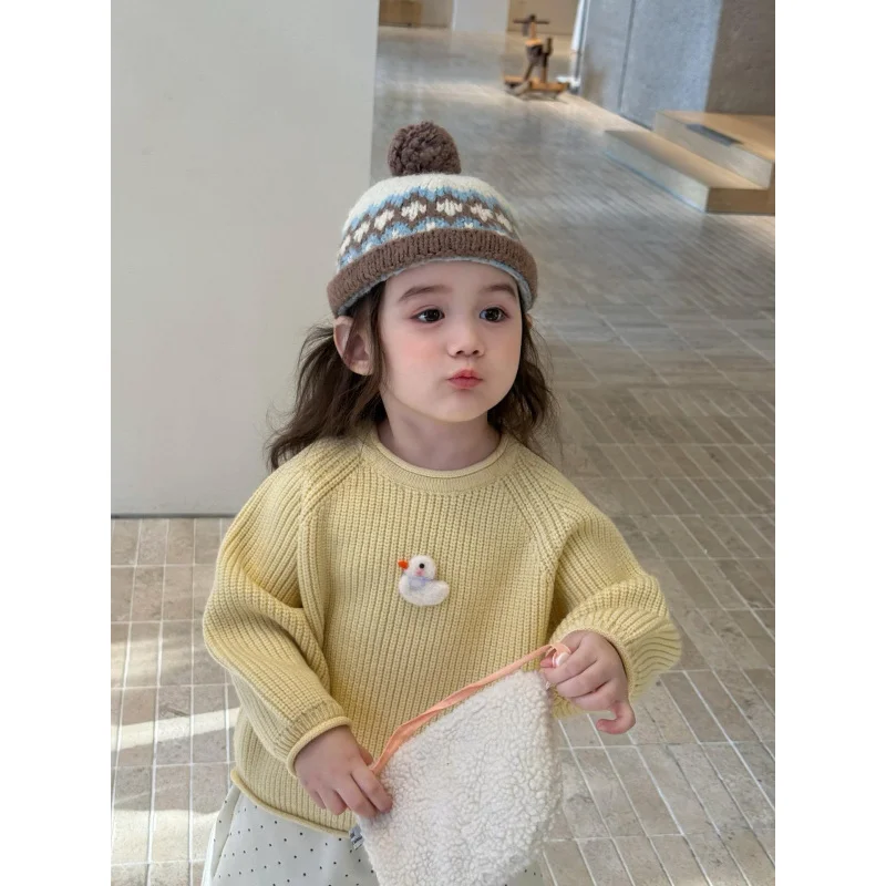 

Children's Sweater2025Winter New Cartoon Cute Thickened Sweater for Toddlers and Young Children Pullover Versatile Top