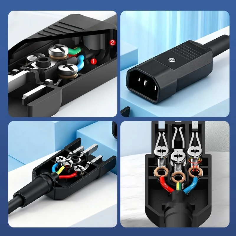 Power Plug Male and Female Pair Plug Three-core Cross-border Snap-on Three-vertical Buckle 10A/250VAC Connection Tripod