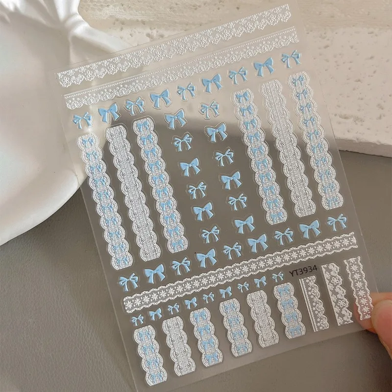 Sweater Texture Embossed Scrapbook Journal Stickers 3D Bow Pattern Waterproof Nail Art Decal for DIY Cute Elegant Design Sticker