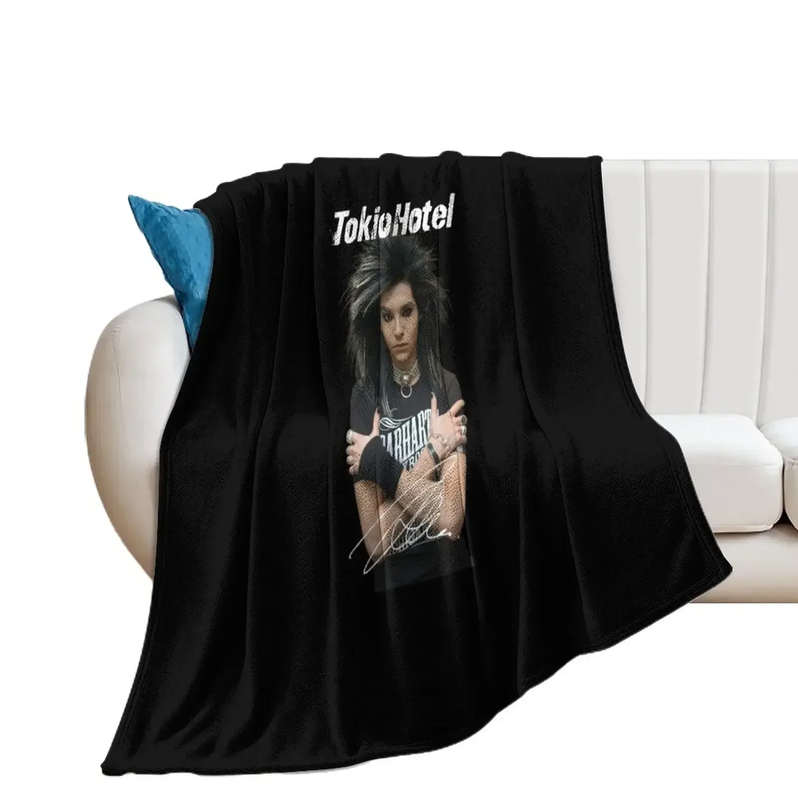 Hot Tokio Hotel Shirt Bill Kaulitz Cotton Throw Blanket Plaid on the sofa Cute Plaid Quilt Blankets