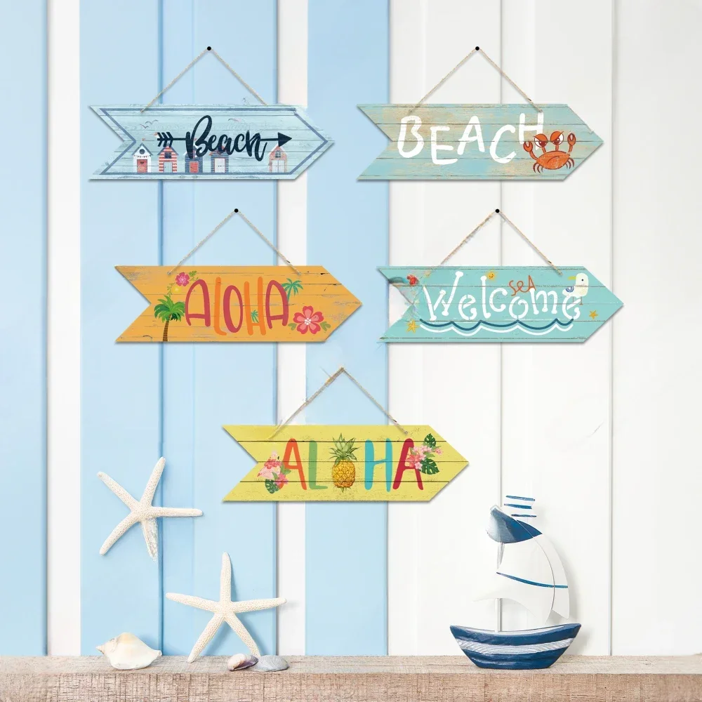 Beach Arrow Wooden Sign Beach Seaside Road Guide Wall Decoration Indicator Hanging Beach House  Wall Plaque Decor