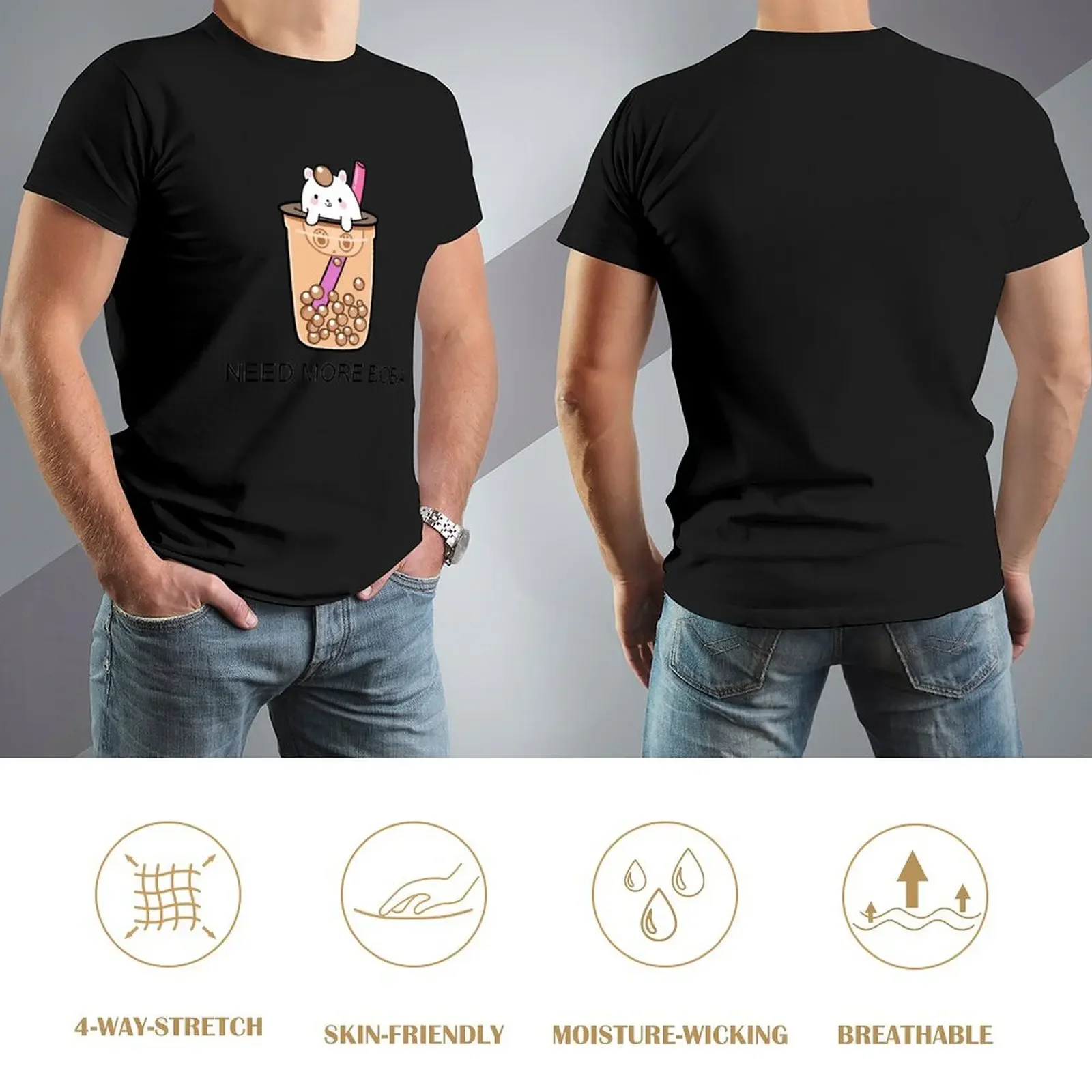 Einhorn braucht mehr Boba! T-Shirt für einen Jungen, blaue Archive, grafische Herren-T-Shirts, Hip-Hop