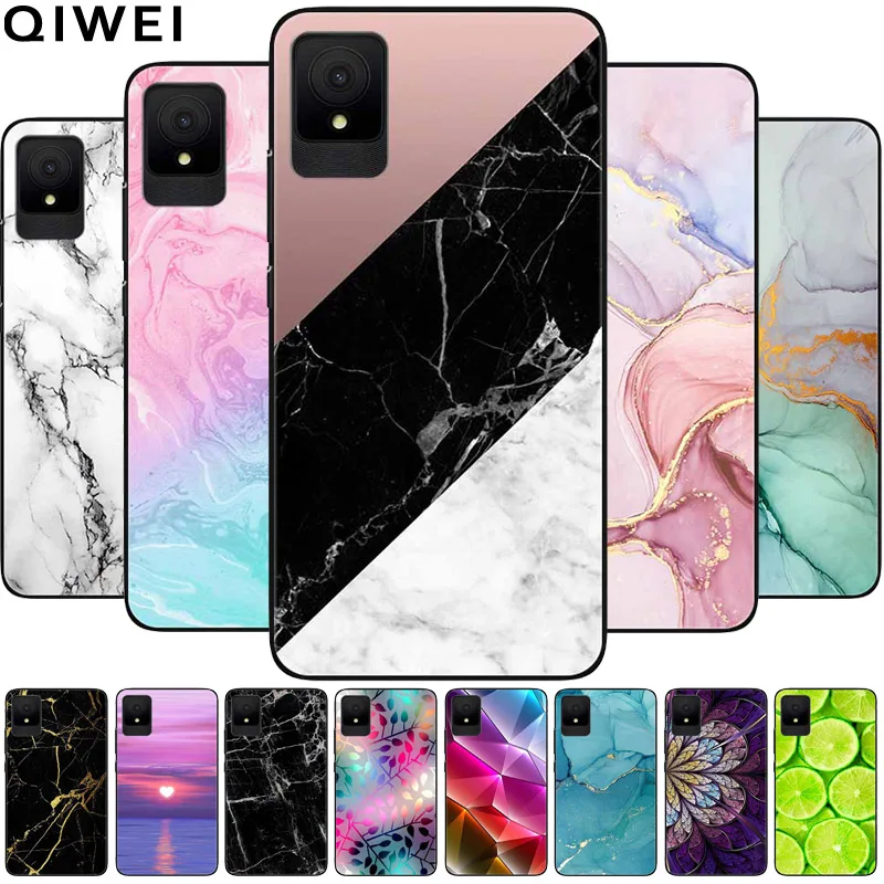 Fundas de teléfono para TCL502 501, funda de 6,0 pulgadas de silicona suave de mármol TPU para TCL 501/502, cubierta de parachoques negra Capa para TCL501 T433D