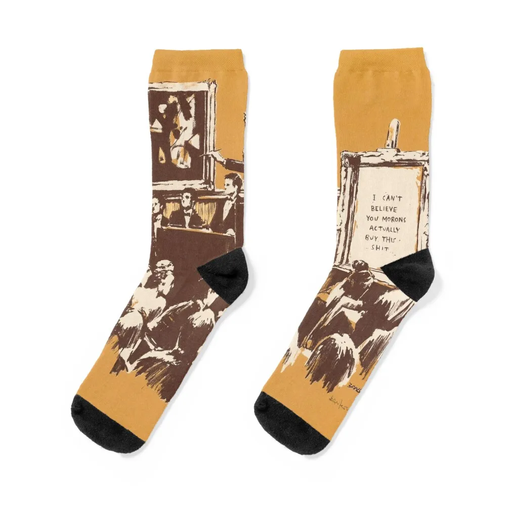 

Banksy Morons Artwork Socks essential anti slip football Running japanese fashion Man Socks Women's