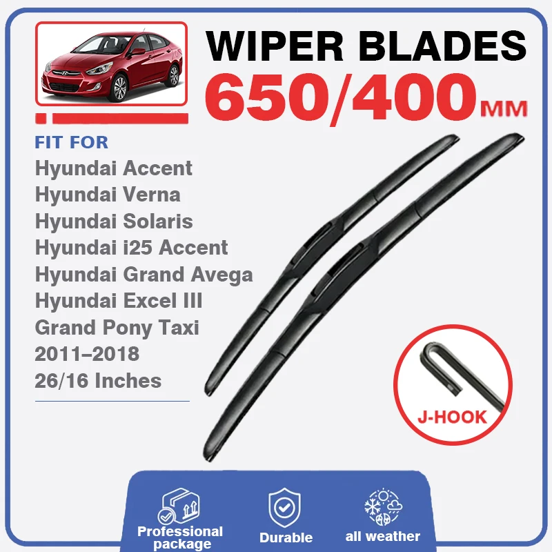 Wiper Blades Set Kit For Hyundai Accent RB RC 2011 - 2018 Verna Solaris Front Windshield Brushes Windscreen Window Accessories