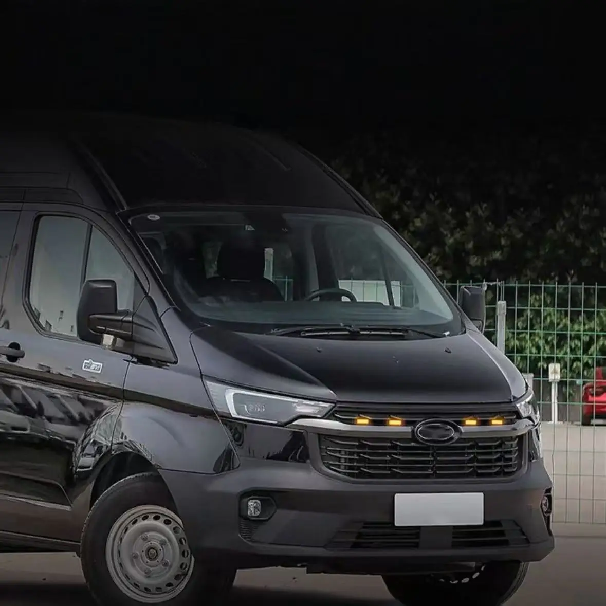 ل فورد ترانزيت الجبهة مصبغة Led أضواء سيارة LED النهار تشغيل ضوء أصفر أبيض 4 قطعة مركز شبكة ضوء أصفر صغير #3