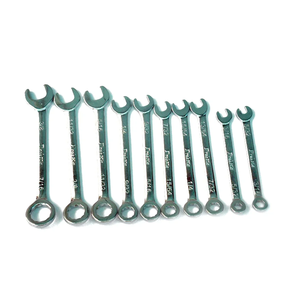 Po'sKit 10pcs/Set Small Wrench Ring Spanner Mini Open-End Wrench Combination Set Inch Sizes Open-End Spanner Repair Hand Tools