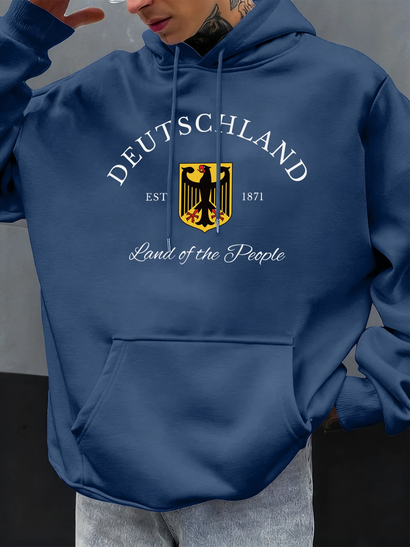 ألمانيا أرض الناس نمط الرجال هوديس جيب العصرية الشارع الشهير كل مباراة الهيب هوب هودي الخريف الصوف ملابس رياضية #2