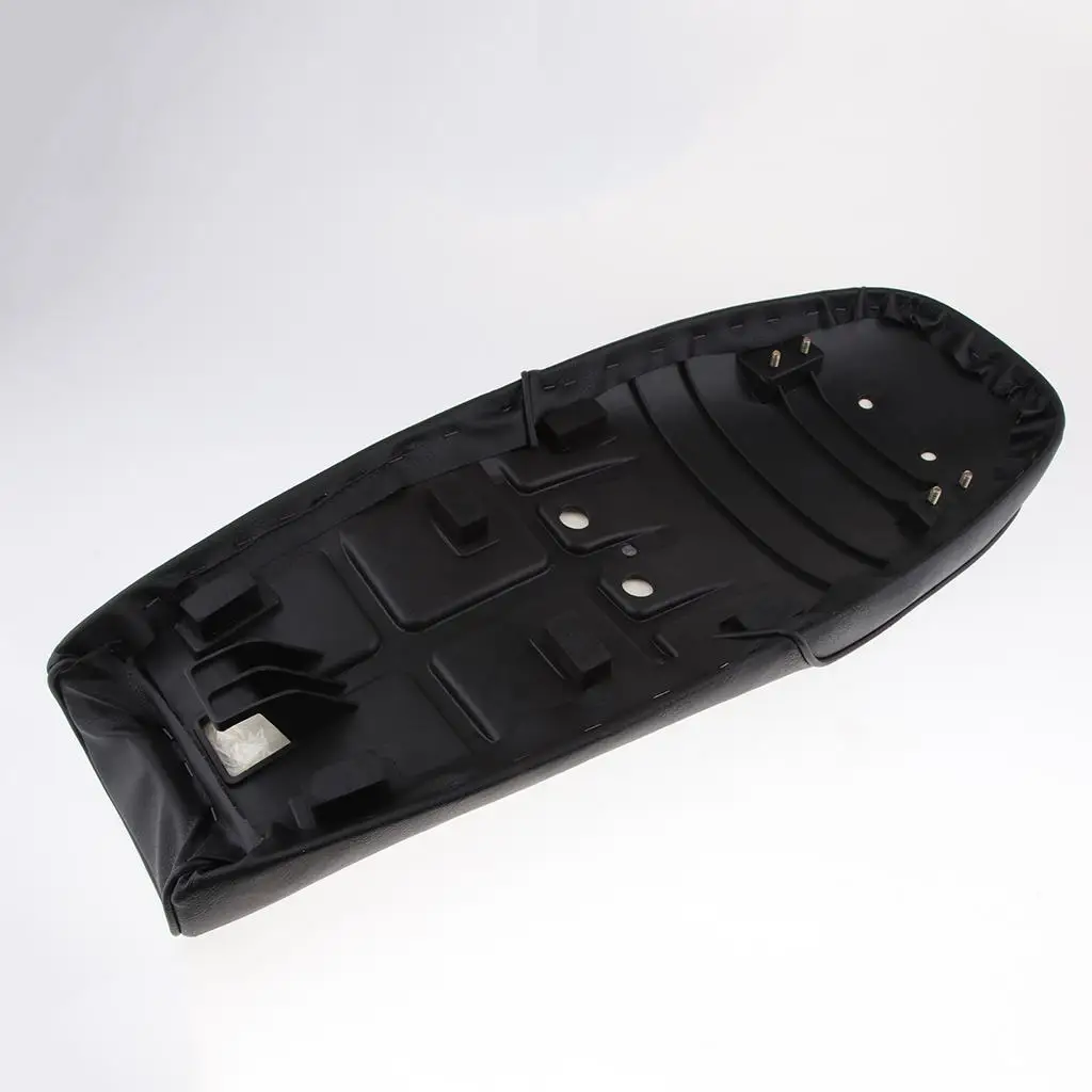 

Ретро-седло для мотоцикла 63 см, плоский дизайн, винтажное, для кафе-рейсеров, мягкое, черное, для кастомных чопперов и модификаций