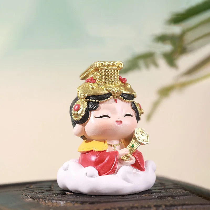 Mini Buddha Guanyin Fairy Ornaments Car Decoration Resin Cartoon Model Gods Blessing Figures Miniatures Auto Dashboard Ornament