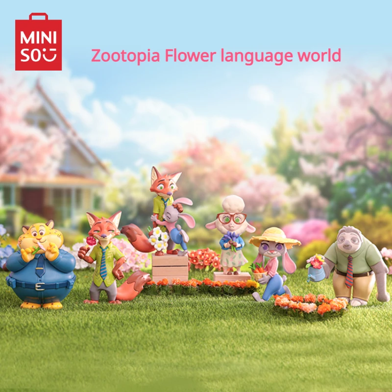 MINISO Disney Blind Box Zootopia Flower Language World Series Cute Tabletop Decoration Birthday Gift Surprise Children's Toys