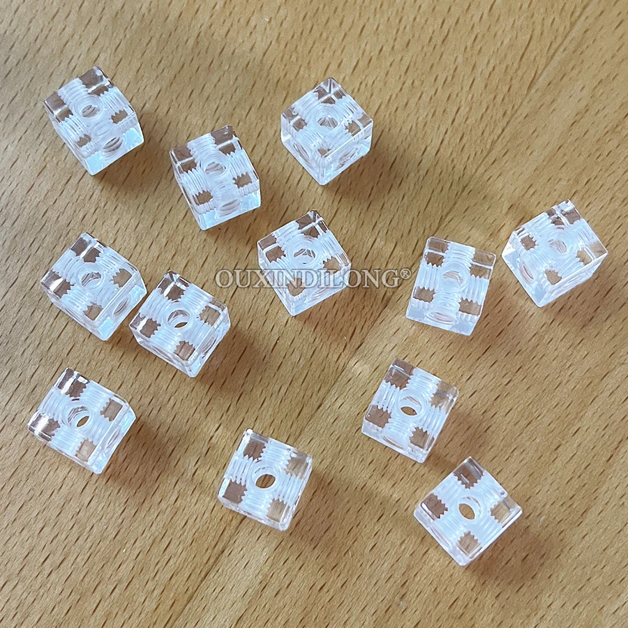200PCS Clear Acrylic Cubes Blocks 6-Sides M4 Thread Fixed Corner Braces Display Cabinet Shelves Right Angle Joint Brackets+Screw