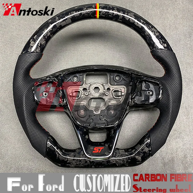 Customized Upgraded For Ford MK4 ST RS Fiesta ST MK8 2019-2023 Forge Carbon Fiber Steering Wheel Car Accessories