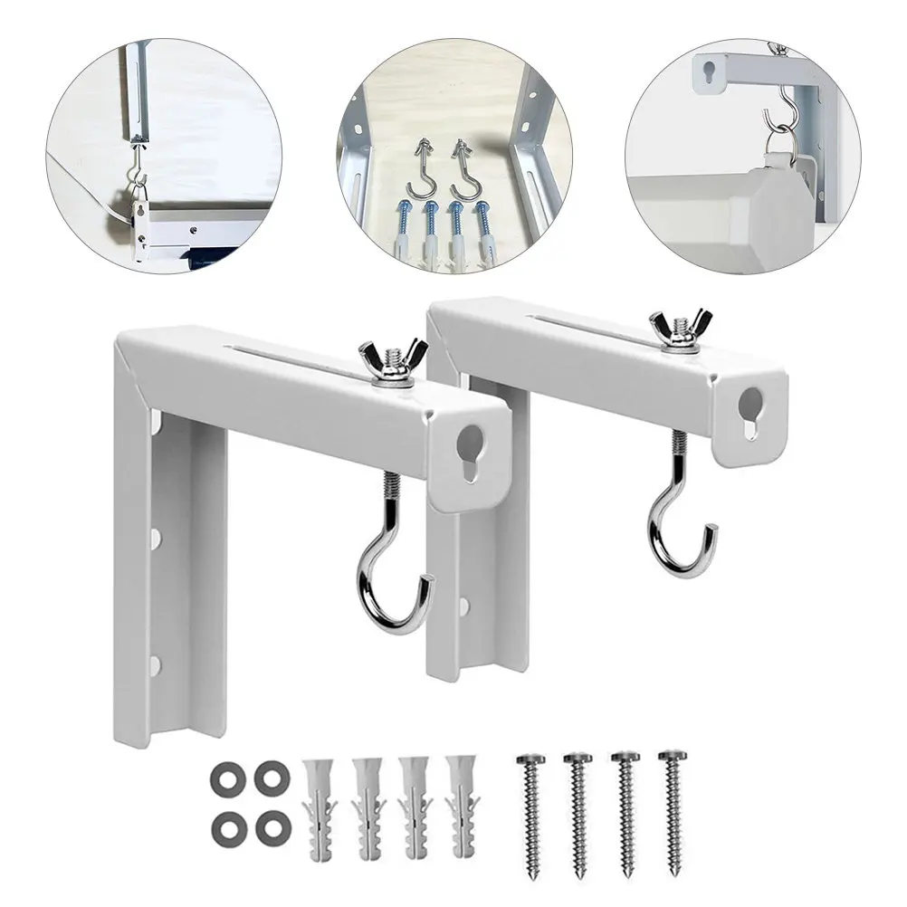 2Pcs Projector Screen Ceiling Mount Brackets Heavy Duty Metal Hooks for Stable Home Office Classroom Projection