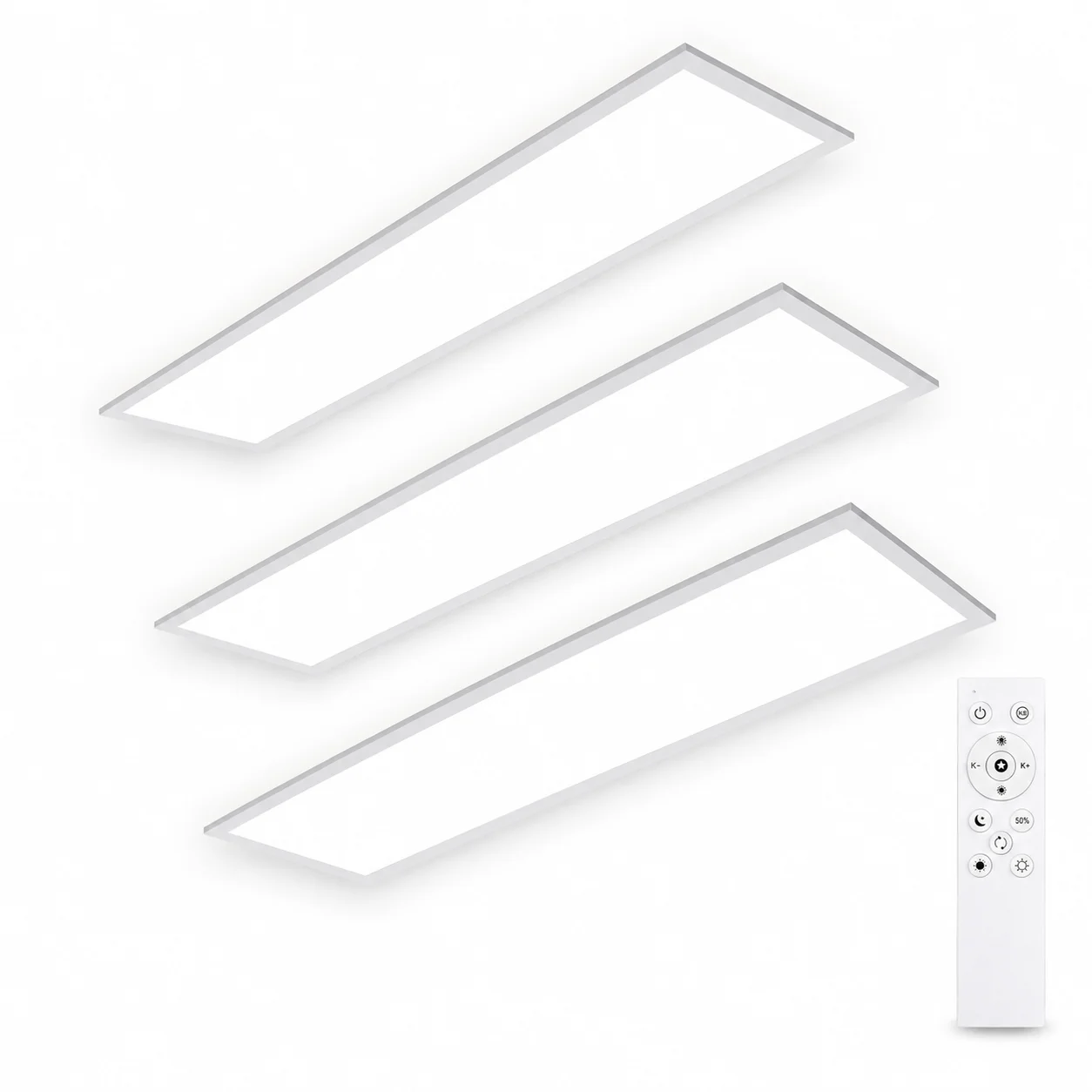 3er-Pack LED-Panelleuchten 100x25cm, 30W 3300LM Dimmbare Deckenlampen mit Fernbedienung, 3000K-6500K CCT, Speicherfunktion für Zuhause & Büro