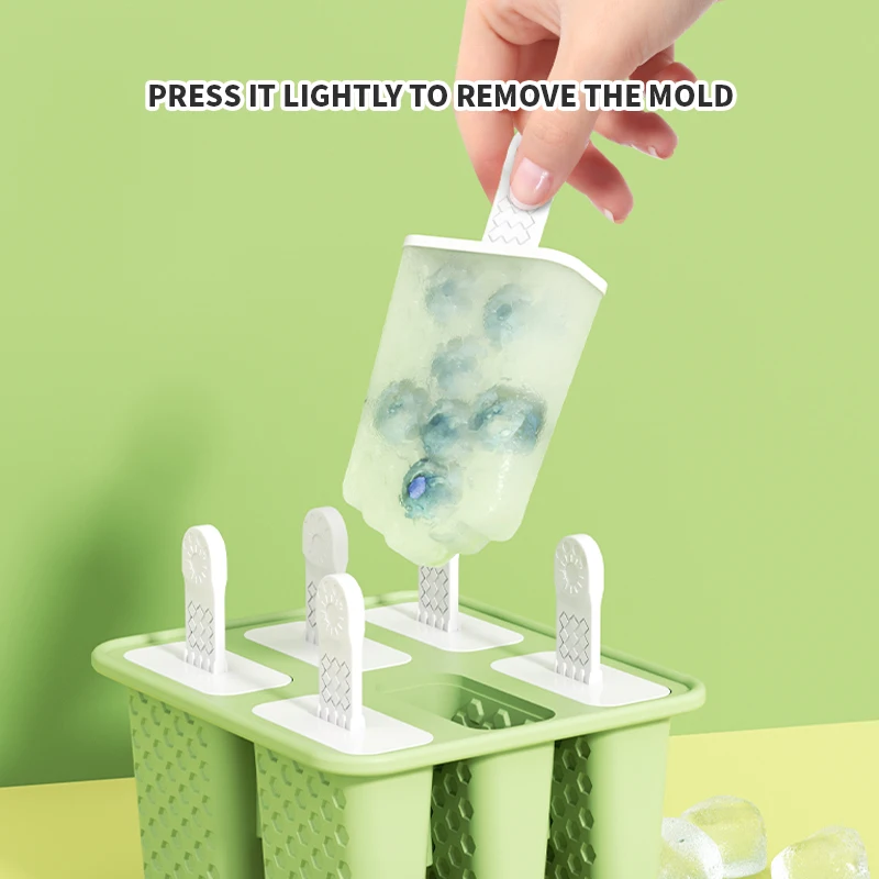 Moldes de silicona para helados con 6 palitos reutilizables, moldes de helado reutilizables de fácil desmolde.