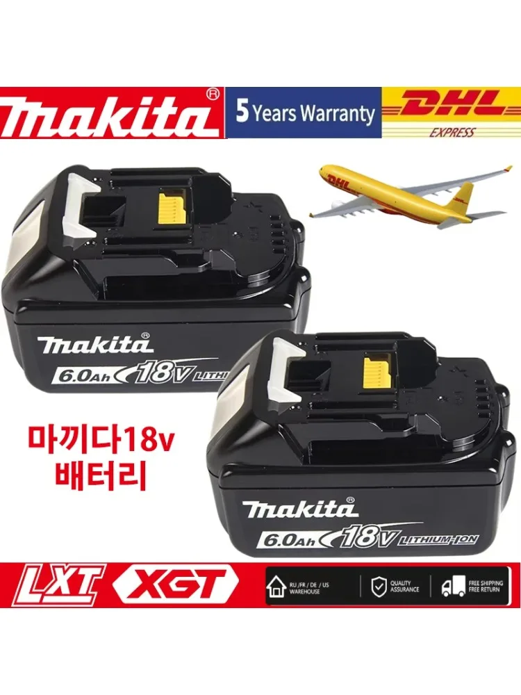 100% Oryginalna/autentyczna bateria Makita 18V BL1850B BL1850 BL1860 BL 1860 BL1830 BL1815 BL1840 LXT400 6.0Ah do narzędzi Makita, wiertarka — 2
