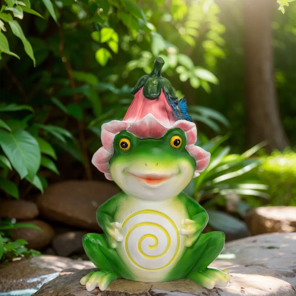 

Solar Powered Frog Figurine Light Waterproof Cute Frog Night Light Creative Mini Frog Sculpture for Garden Yard Decor