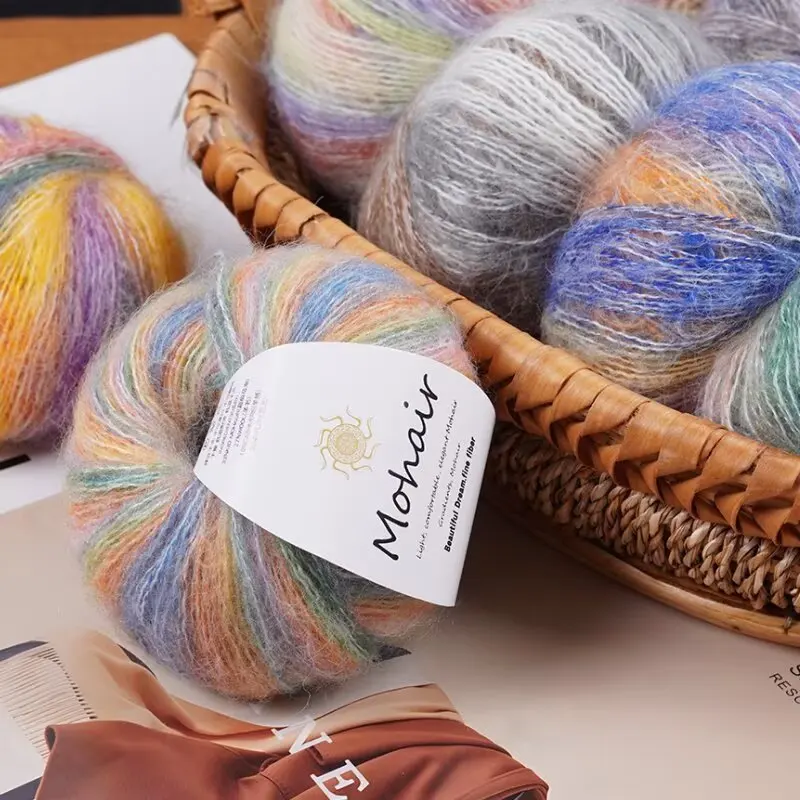 

25g Gradient Mohair Soft Cotton Yarn Colorful Crochet Hand Knitting Yarn for DIY Knitted Sweater,Hat,Doll,Scarf,Shawl Material