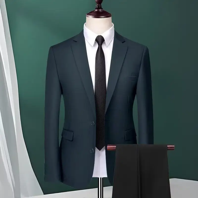 

Осенний молодежный приталенный однорядный повседневный джентльменский костюм с лацканами на двух пуговицах, обычный ультра индивидуальный мужской костюм в стиле вестерн