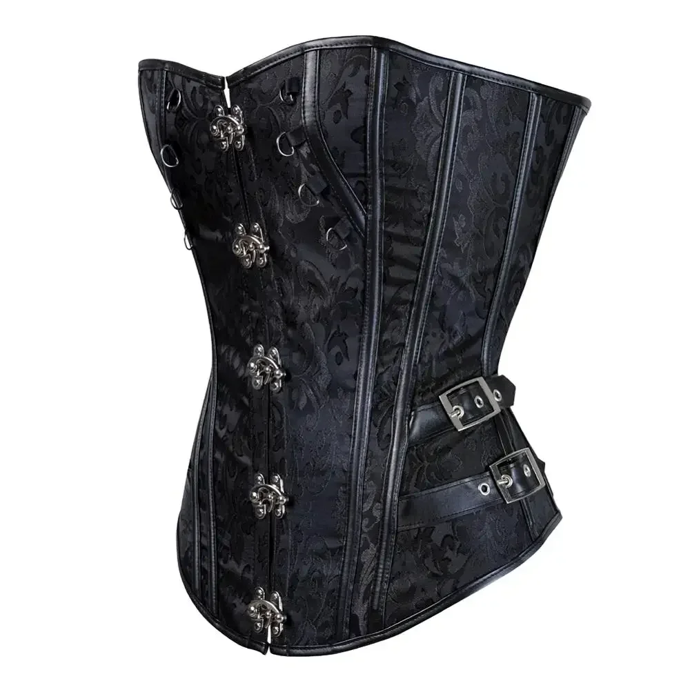 Gothic Corset Top for Women Steampunk Corsets Leather Jacquard Bustiers Pirate Basque Halloween Cosplay Costumes Rave Outfits