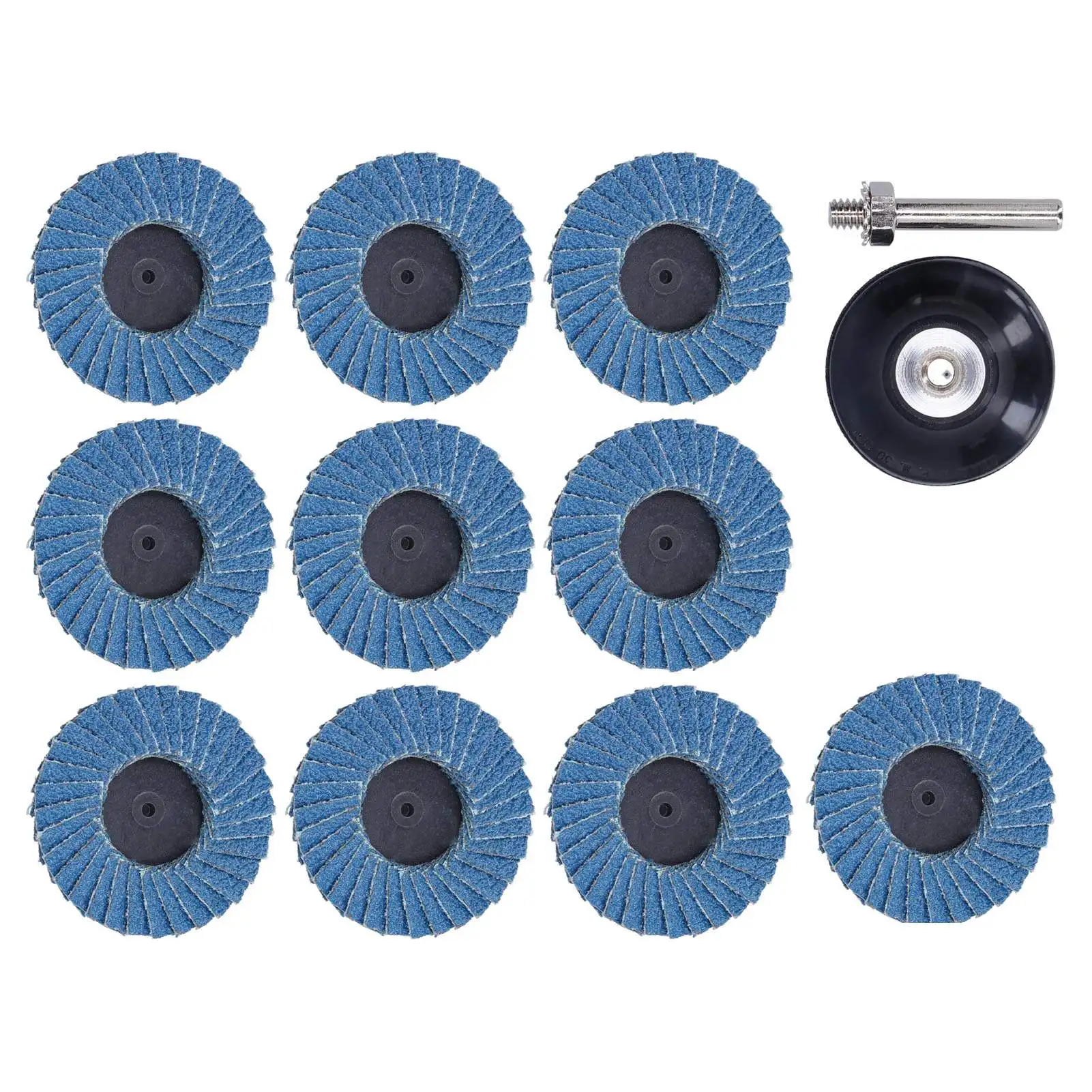 10Pcs Abrasive Wheel 80‑Grit Torsion Zircon Corundum Grinding Flap Disc with Rubber Disc 2in