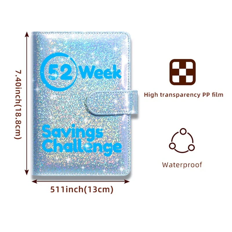 52 Week Money Saving Challenge Binder, Storage Budget Book Cash Challenge Box Set, With Pouch, Home Emergency Binder