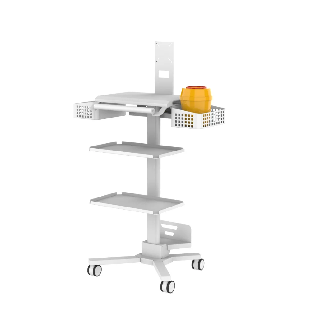 Peacemounts Nursing Cart Metal Modern Medical Monitor Cart Hospital Trolley Height Adjustable Mobile Workstation 4 Castor 2