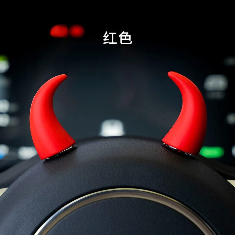 Car steering wheel dashboard demon horn decoration personality creative tachometer display outlet decoration