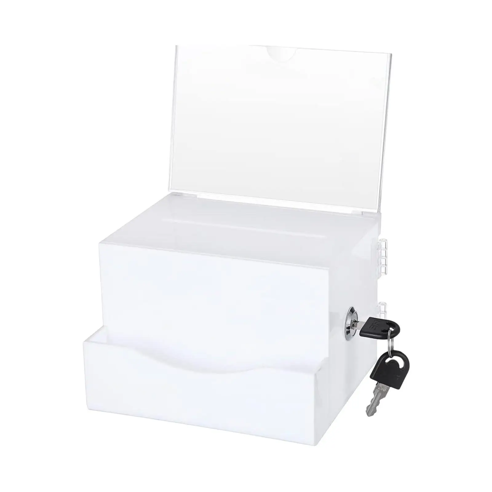 Acrylic Donation Box with Lock Storage Organizer Post Mail Box Donation Collection Comment Box School Raffle Box Suggestion Box